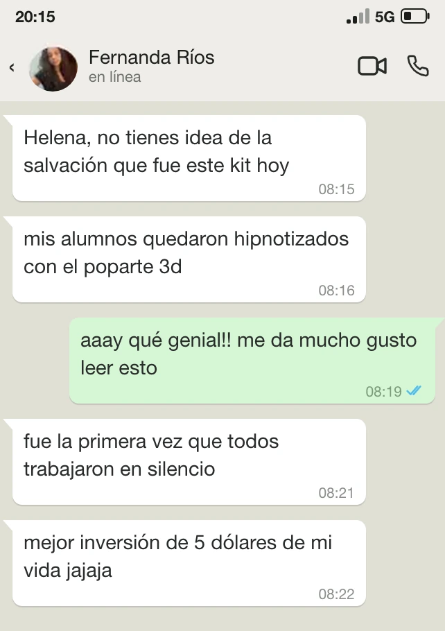 Testimonio de Fernanda Ríos en WhatsApp